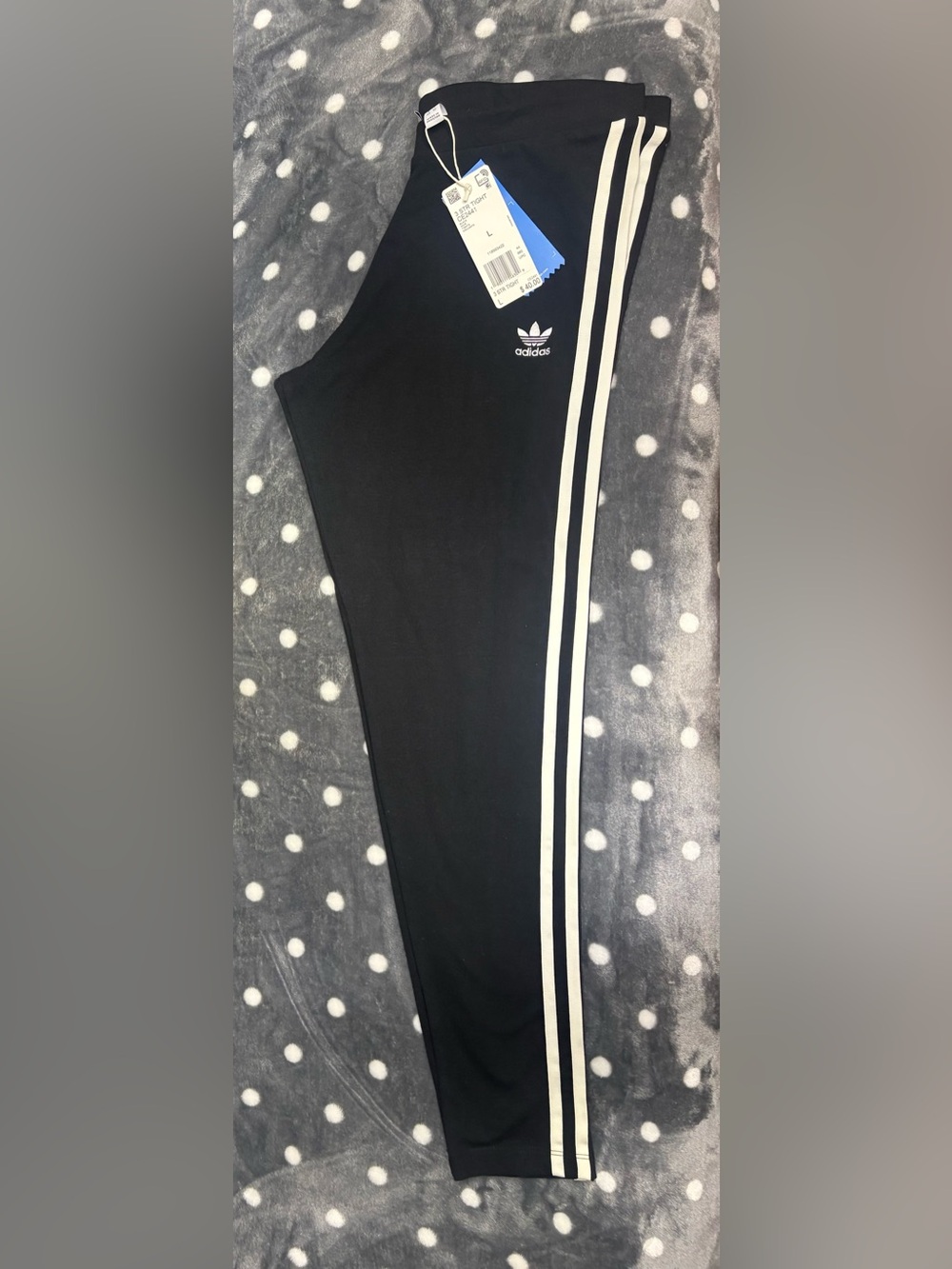 adidas Black Leggings with White 3-Stripe Side